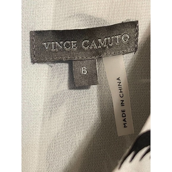 Vince Camuto Womens Shift Dress Size 6 Oasis Palm Trees Drawstring Black & White - Picture 9 of 10